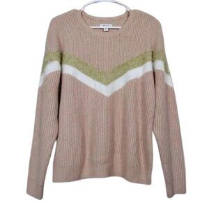 Metallic Pink Sweater Knit Colorblock Women’s Size L Boho Long Sleeve Rare Find